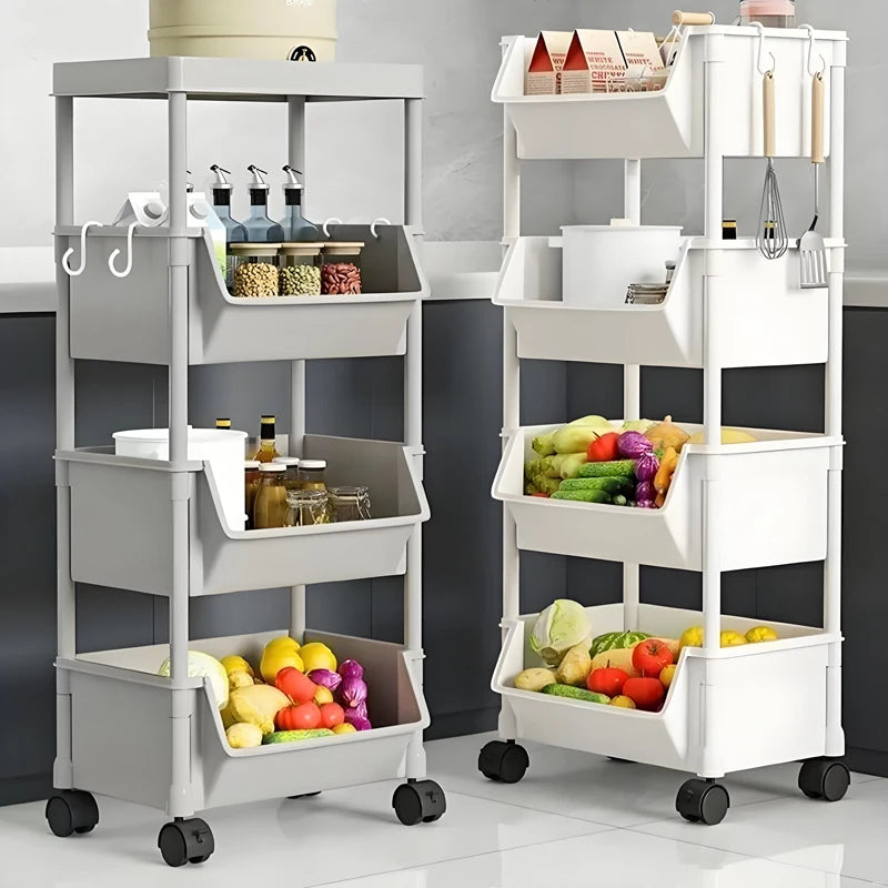 Kitchen Organizer Storage Rack Mobile Snack Toy Trolley Desk Side Book Shelf Rack Wheels