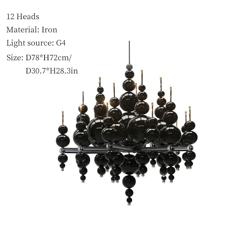 Luxury Living Room Black Chandelier Designer Tears From Moon Chandelier For Ceiling Restaurant Large Dining Table Hanging Lamp