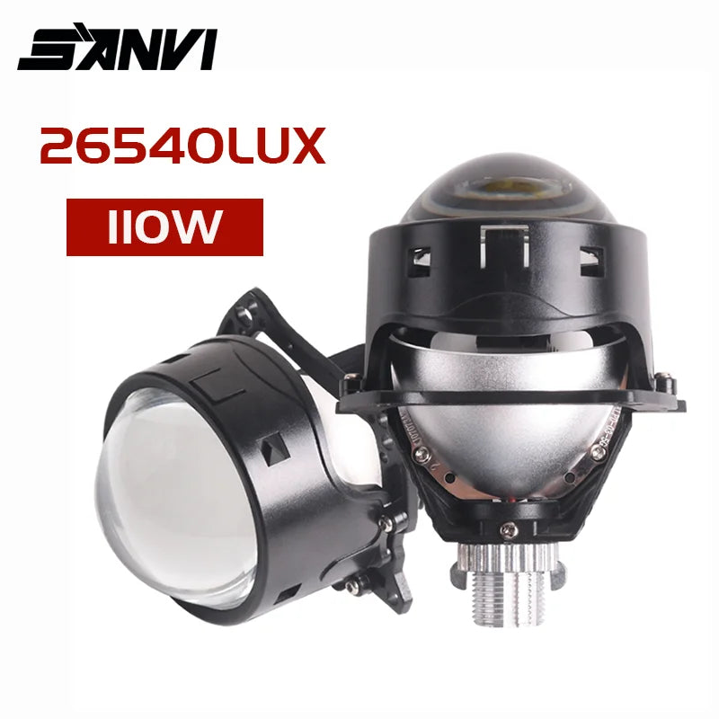 SANVI 3.0 Inch 26540LUX S07 Bi LED Projector Lens 110W H4 H7 9005 9006 Headlight Auto LED Light Car Accessory