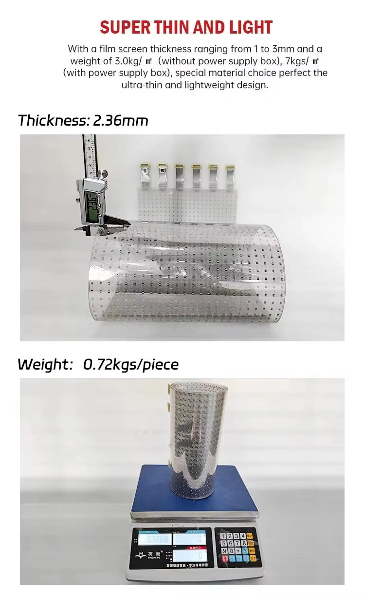 P6 Flexible Transparent Film Screen High Brightness LED Display for Shopping Mall Exhibition