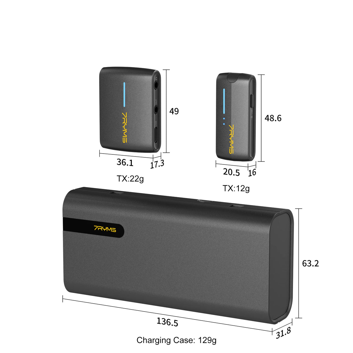 7Ryms IRay DW40 Wireless Lavalier Microphone with 4 Transmitters,48kHz/24bit Recording,AI Denoise for Camera,SmartPhone and PC