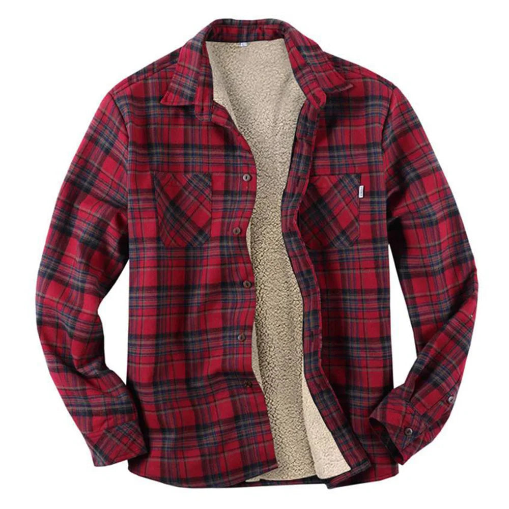 Quality Mens Plaid Flannel Shirts Thick Jacket Quilted Lined Long Sleeve Winter Shirt Cotton Coat with Pockets camisas de hombre