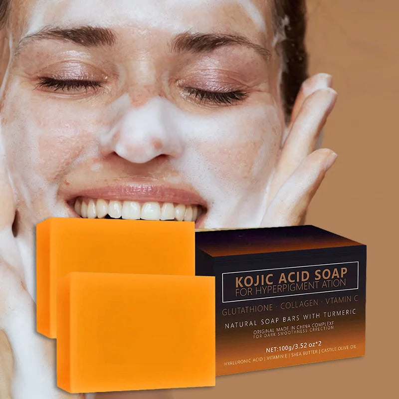 Kojic Acid Soap Turmeric Vitamin C Retinol Shea Butter Olive Oil Hyaluronic Acid Daily Facial Body Cleansing Natural Soap Bar