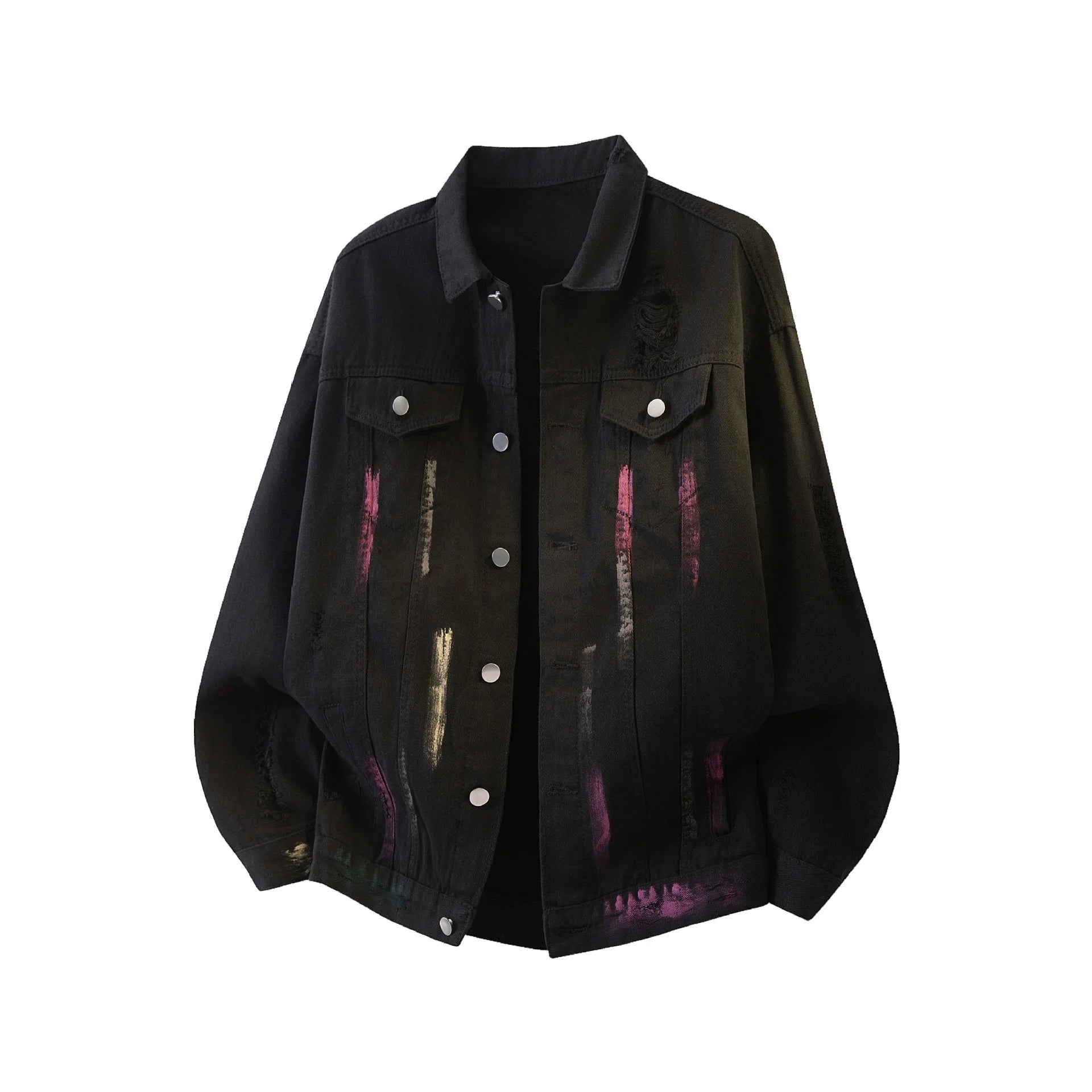 2026 Spring and Autumn American Retro Washed and Dyeed Hole Denim Jacket Men's Design Sense