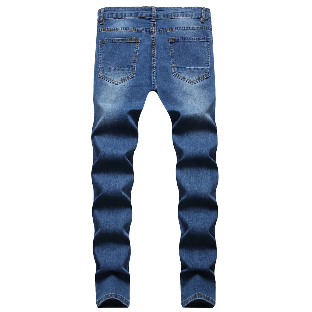2026 Spring Summer New Men Denim Pants Casual Slim Fit Skinny Ripped Versatile Fashion Long Jeans Men