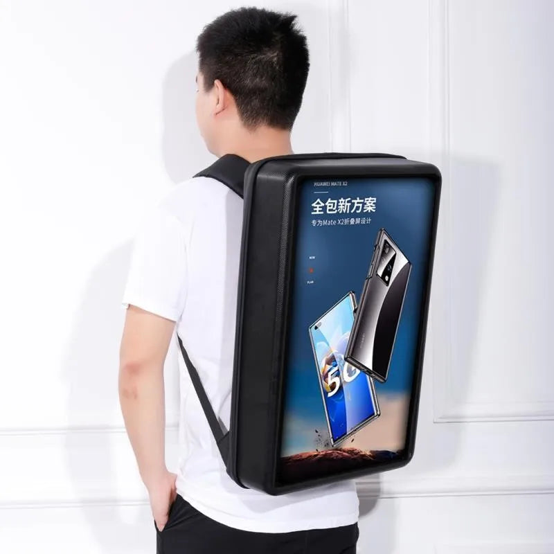 21.5 inch LCD high definition screen intelligent outdoor mobile portable waterproof, backpack advertising machine
