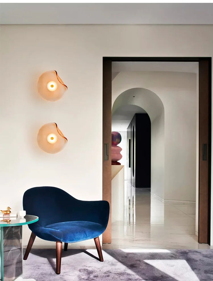 Light Luxury Postmodern Glass Wall Lamps Irregular Round Glass Minimalist Nordic Living Room Corridor Bedroom Bedside Wall Light