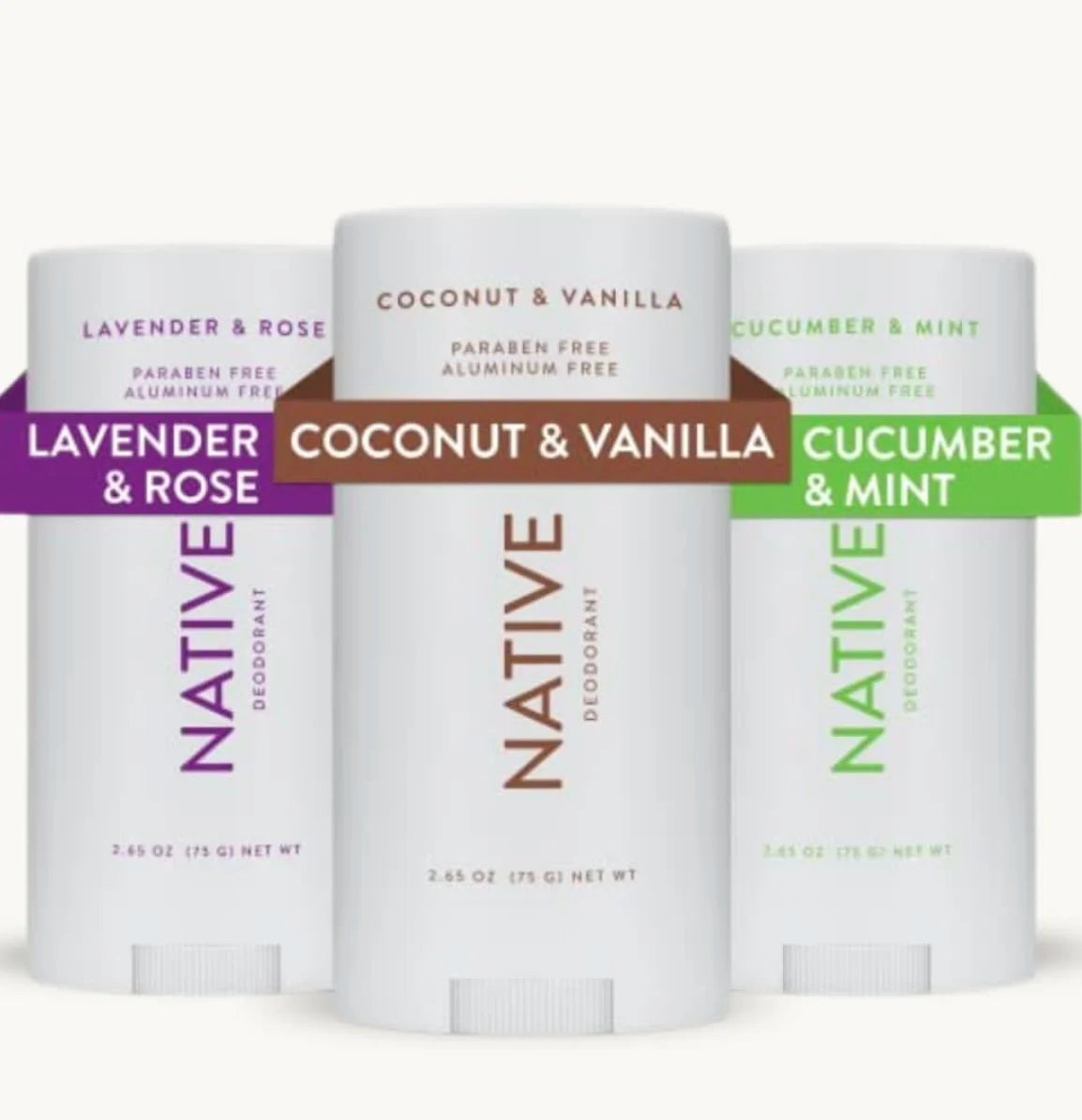 75g NATIVE Original Coconut Vanilla Deodorant Eucalyptus Mint Lavender Rose Sensitive Healthy Body Antiperspirant Cream Stick