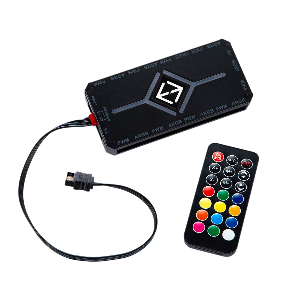 1 To 9 Ports 3 in 1 4 Pin PWM Magnetic Suction Hub with Remote PWM Magnetic Fan Hub Splitter PWM & ARGB Hub Splitter for PC Case