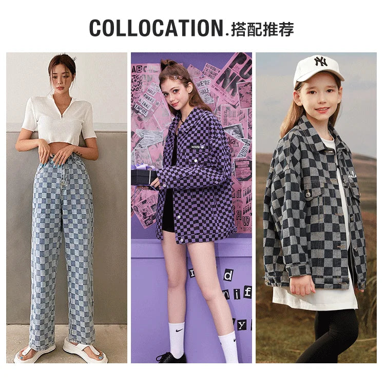 100% Cotton Jacquard Denim Fabric Plaid Jeans By The Meter for Dress Shirt Designer Clothing Sewing Washed Thickened Cloth Blue