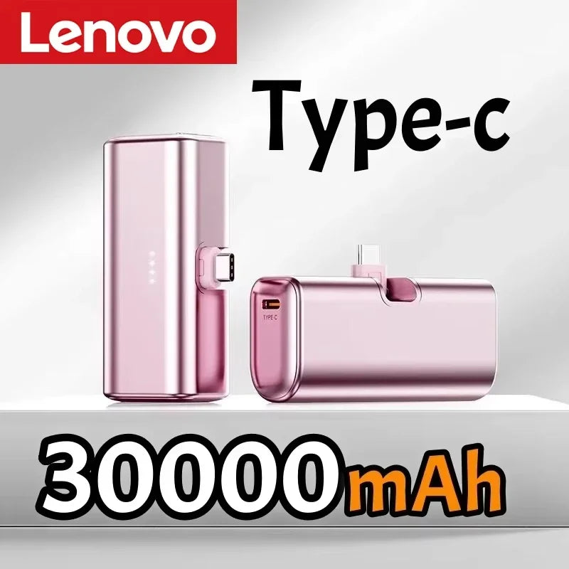 Lenovo 500000mAh Mini Portable 20W Fast Charging USB C Power Bank Travel Battery Pack Charger for iPhone 15 16 Android Devices