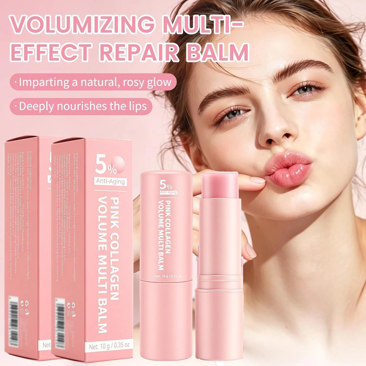 PDRN Pink Collagen Volume Multi Balm Stick Hydrating Wrinkle Cream NAD Stick for Face,Under Eyes, Lips Fine Lines, Firming Care