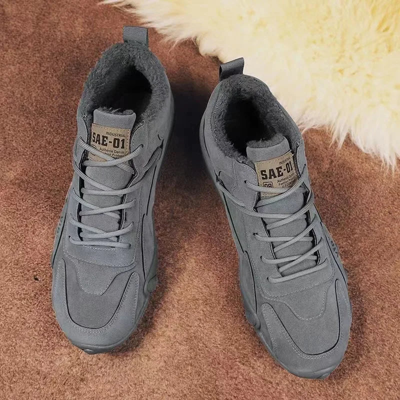 Ankle Boots for Men Casual Plush Warm Snow Boots Winter Sneaker Non Slip Work Shoes Men Motorcycle Short Boots Zapatillas Hombre