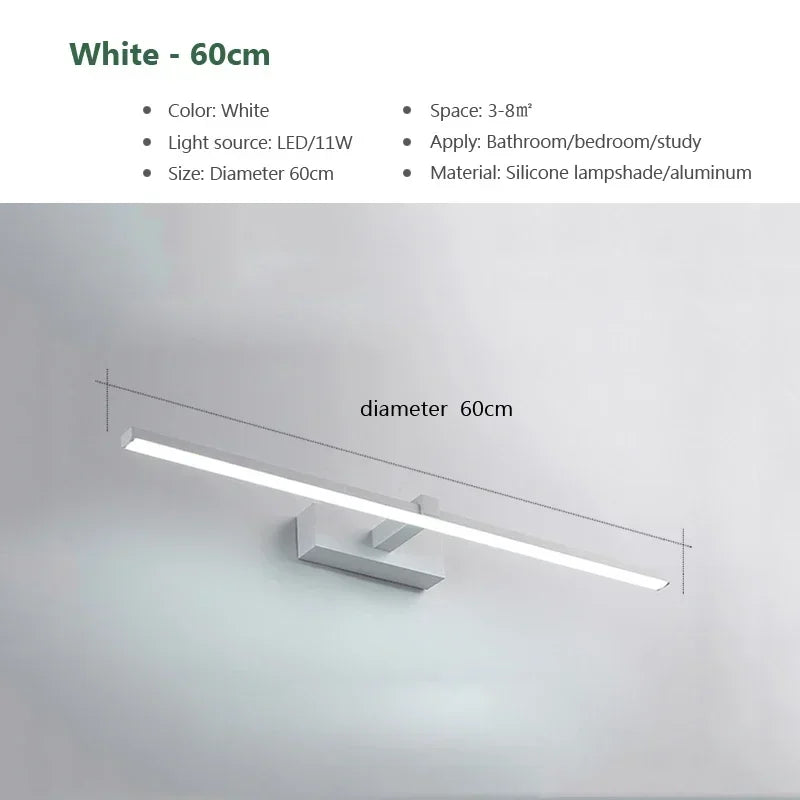 Modern LED Wall Light Bathroom Mirror Lamp Bathroom Bath Mirror Line Lamp Wall Sconce Home Decoration Lighting Fixture Luster