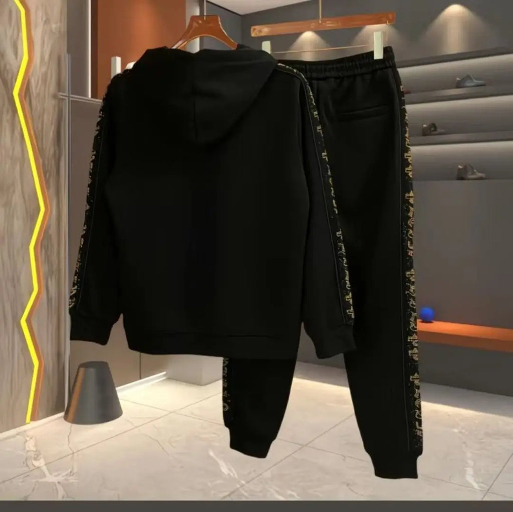 2025 Spring and Autumn New Trend Hooded Sports Two-piece Suit Handsome Casual Men's Light Luxury Suit