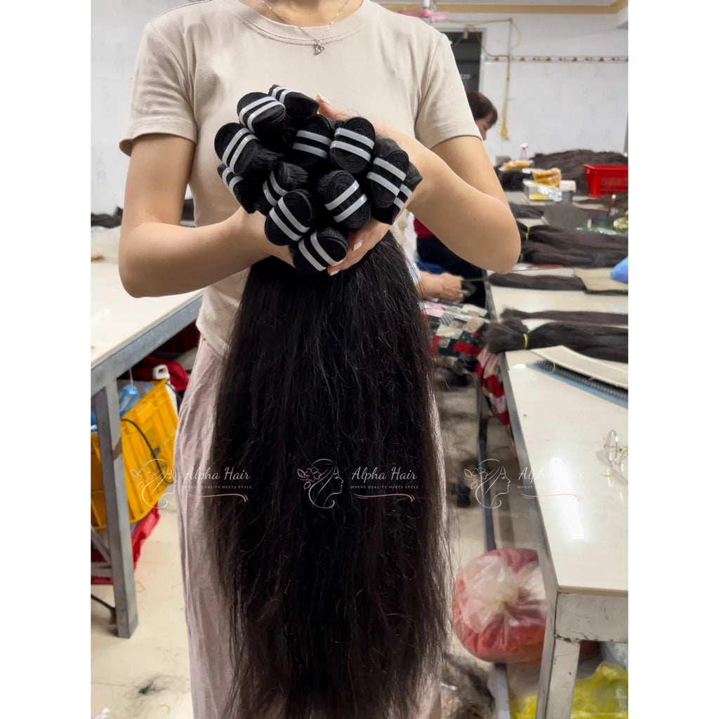 Best Selling Lace Front Extensions Vietnamese Remy Bone Straight Double Drawn Human Hair Cheap and High Quality Lustrous