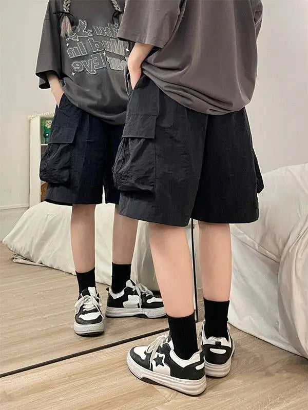 Women High Waist Cargo Shorts American Style Streetwear Summer Wide Leg Pants Fashion Female Big Pocket Loose Shorts