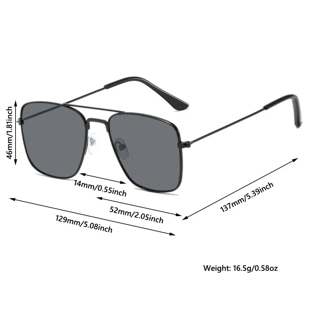 1 Pcs Trendy Metal Double Bridge Fishing Sunglasses Colored UV400 Ocean Lens Shades Square Metal Sunglasses for Men & Women