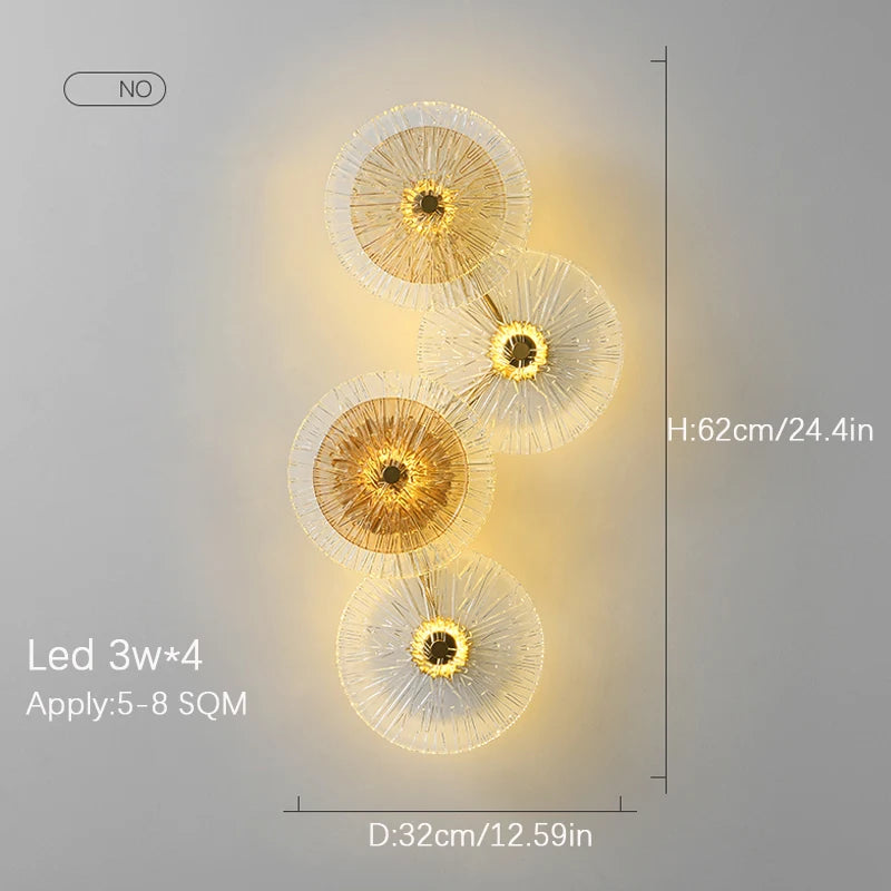 Modern Light Luxury Circular Art Glass Wall Lamp Minimalist Designer Creative Lighting for Bedroom Hallway Living Room Decor