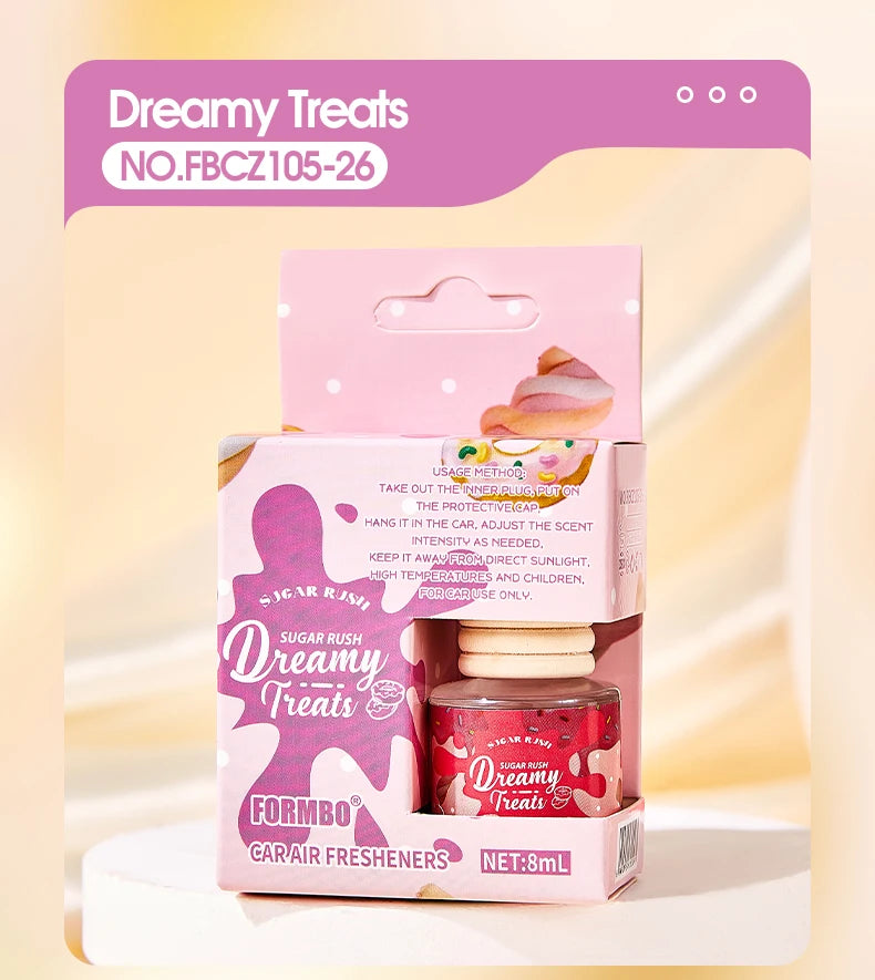 Car Air Freshener Hanging Perfume Bottle Cookies & Cream Cherry Luxe Dreamy Treats Scent Auto Rearview Mirror Pendant Deodorant