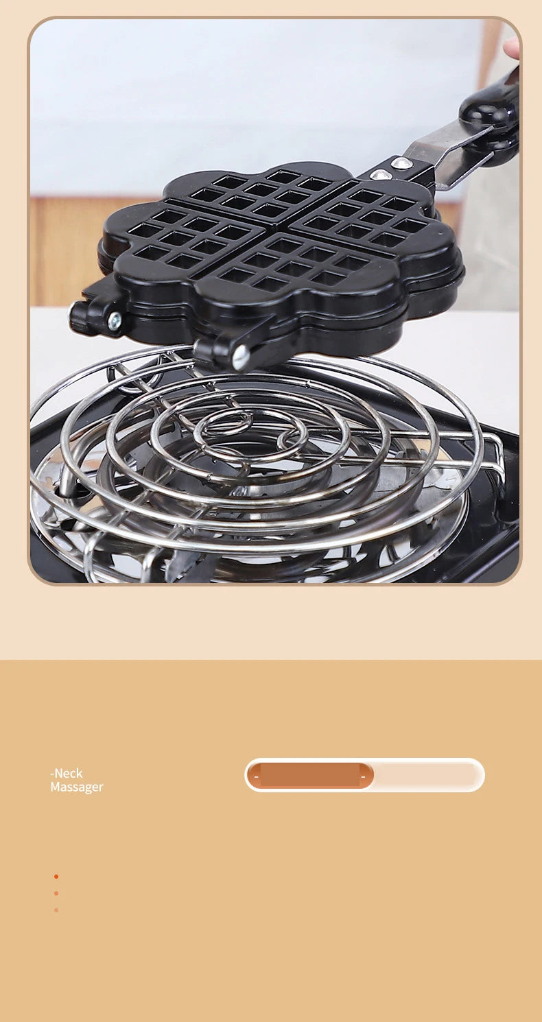 Professional Long Handle Waffle Baking Mold Square Double-Sided Waffle Maker Machine Durable Cast Aluminum Sandwich Maker Baking