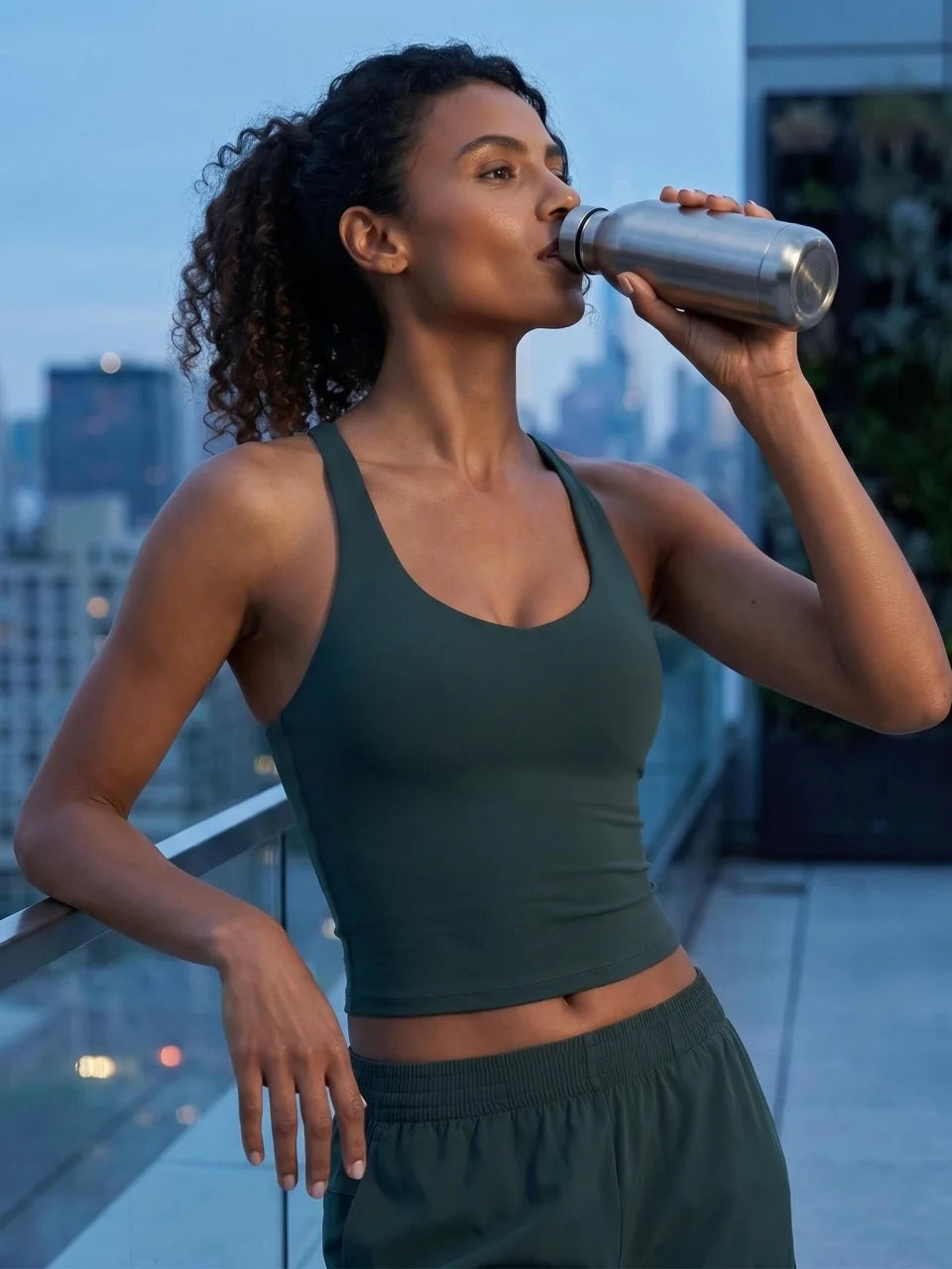 Longline Yoga Tank Top with Built in Bra Women Quick Dry Gym Camisole Workout Shirts Soft Slim Fit Sports Vest Athleisure