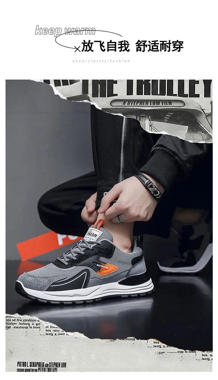 Men's Shoes New Fashion Sports Comfortable Breathable Casual Outdoor Mesh Sneakers Trending Lace-Up Thick Sole Casual Shoes