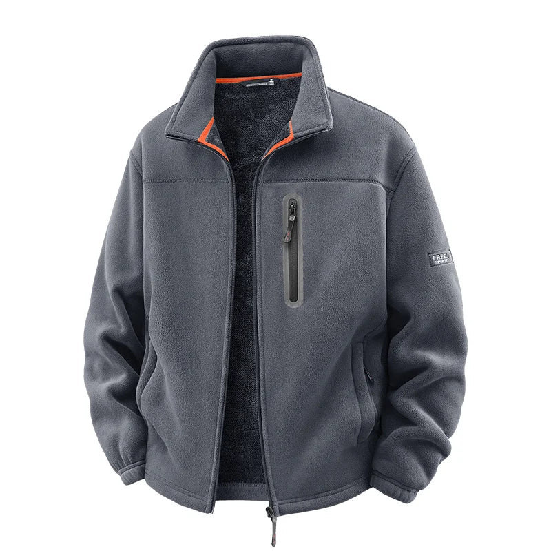 New Outerwear Men's Fleece Jacket Sweatshirts Male Thick Fleece and Windproof Sweatshirts Men Stand Up Collar Zipper Jacket Coat