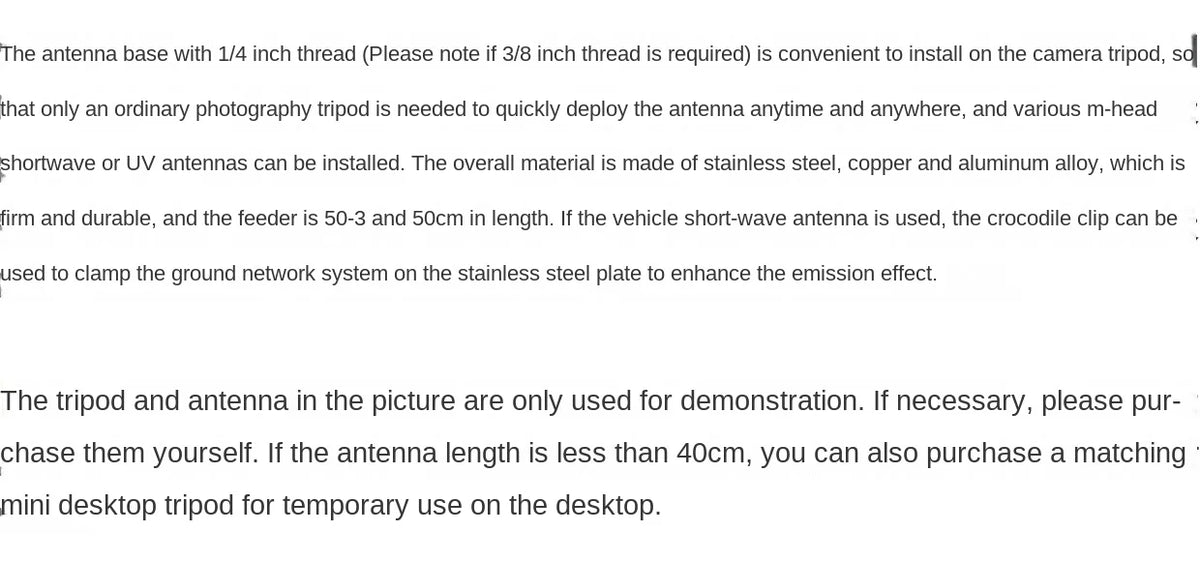 Tripod Antenna Installation Bracket Outdoor Portable M Pipe Head Base 1/4 Inch Threaded UV+Shortwave