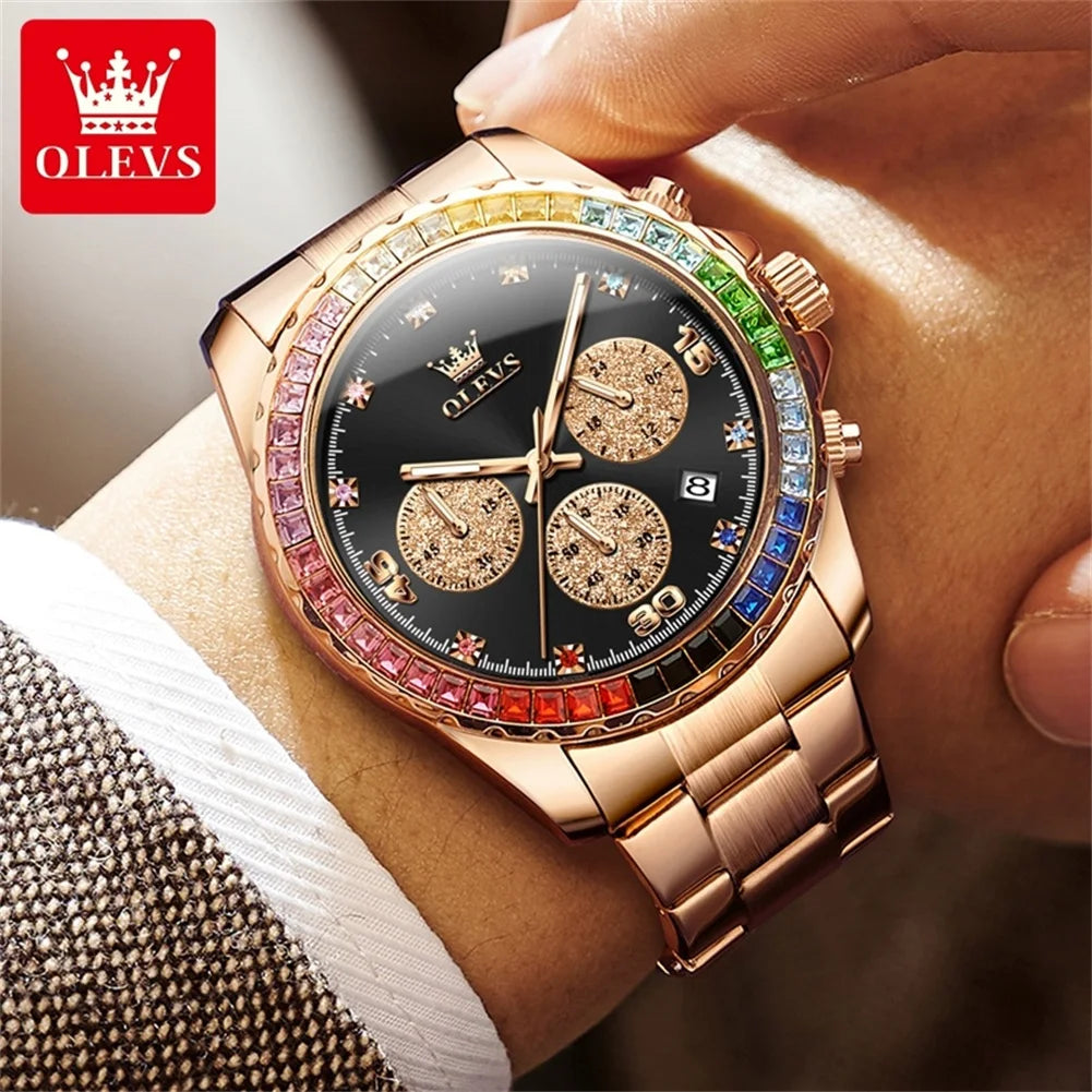 OLEVS 2939 Watches For Man Original Brand Multifunctional Quartz Watch Waterproof Luminous Stainless Steel Men Watches Reloj
