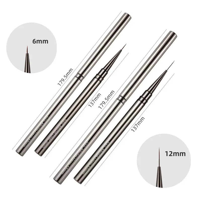 Nails Art Liner Brushes UV Gel Brush 6/9/12/15/18mm Nail Design Pen Elongated Lines Striping Painting Professional Manicure Tool