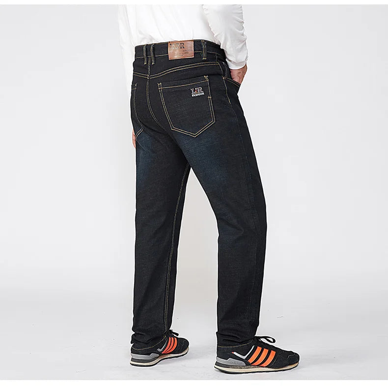 Extra Large Size 56 Men's Jeans High Waist Straight Denim Pants Male Stretch Classic Autumn Winter Super Plus Big 50 52 54 10XL