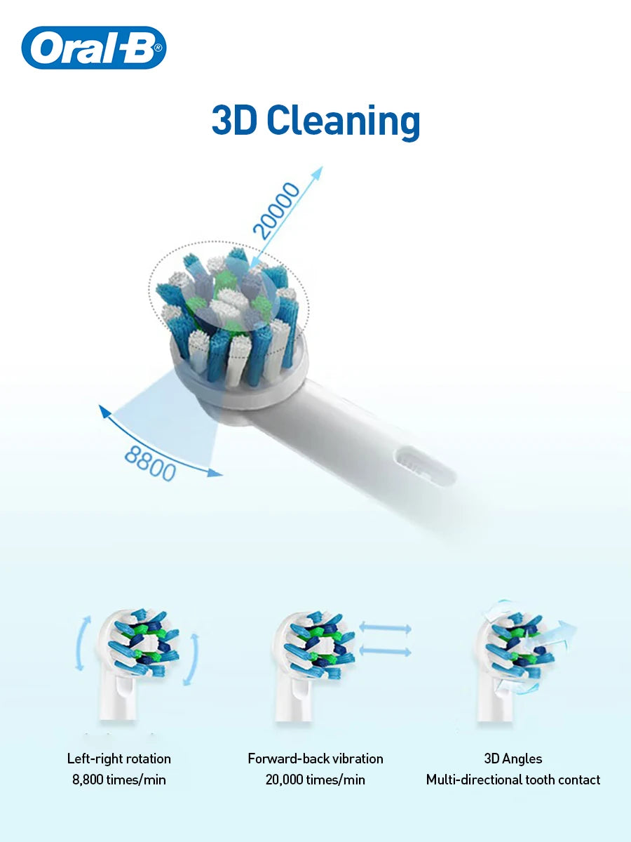 Oral-B Pro600 3D Electric Toothbrush IPX7 Waterproof Smart Timer Pressure Sensor Inductive Charging Adult Rechargeable Toothbrus