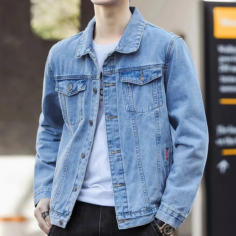 Denim Jacket for Men 2025 New Spring Autumn Casual Trendy Wear Loose Fit Workwear Clothing Wholesale Top Selling Item