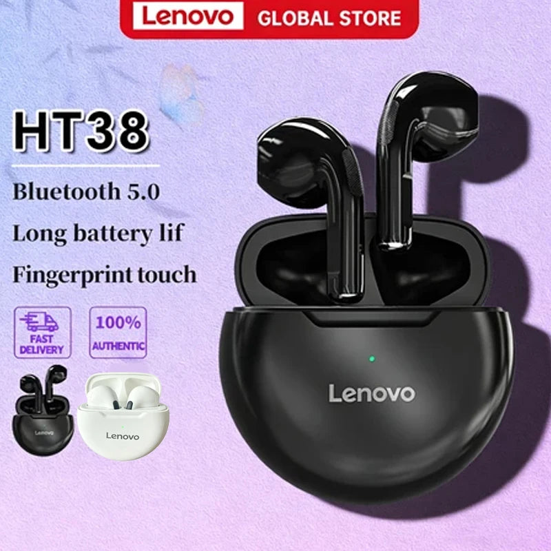 Original Lenovo HT38 Wireless Headphones TWS Bluetooth Earphones HD Stereo Game Call Noise Reduction Earbuds Music Sport Headset