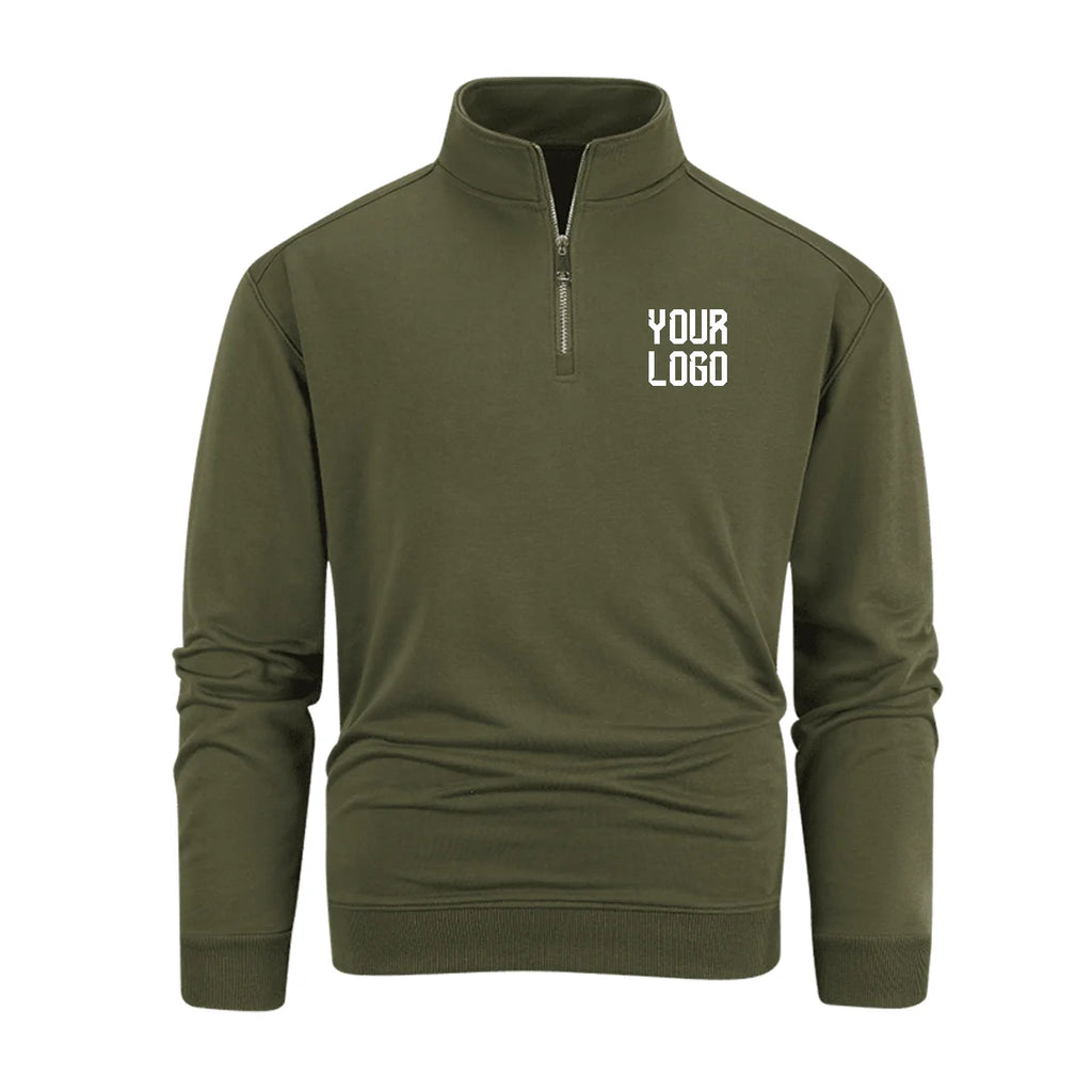 2026 Autumn and Winter Men's Casual Stand Collar Metal Half-Zip Sweater, Supporting Custom Logo