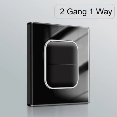 Wallpad 1 2 3 4 Gang Wall Light Switch 1 2 Way Black Glass Impulse Momentary Switch LED Indicator