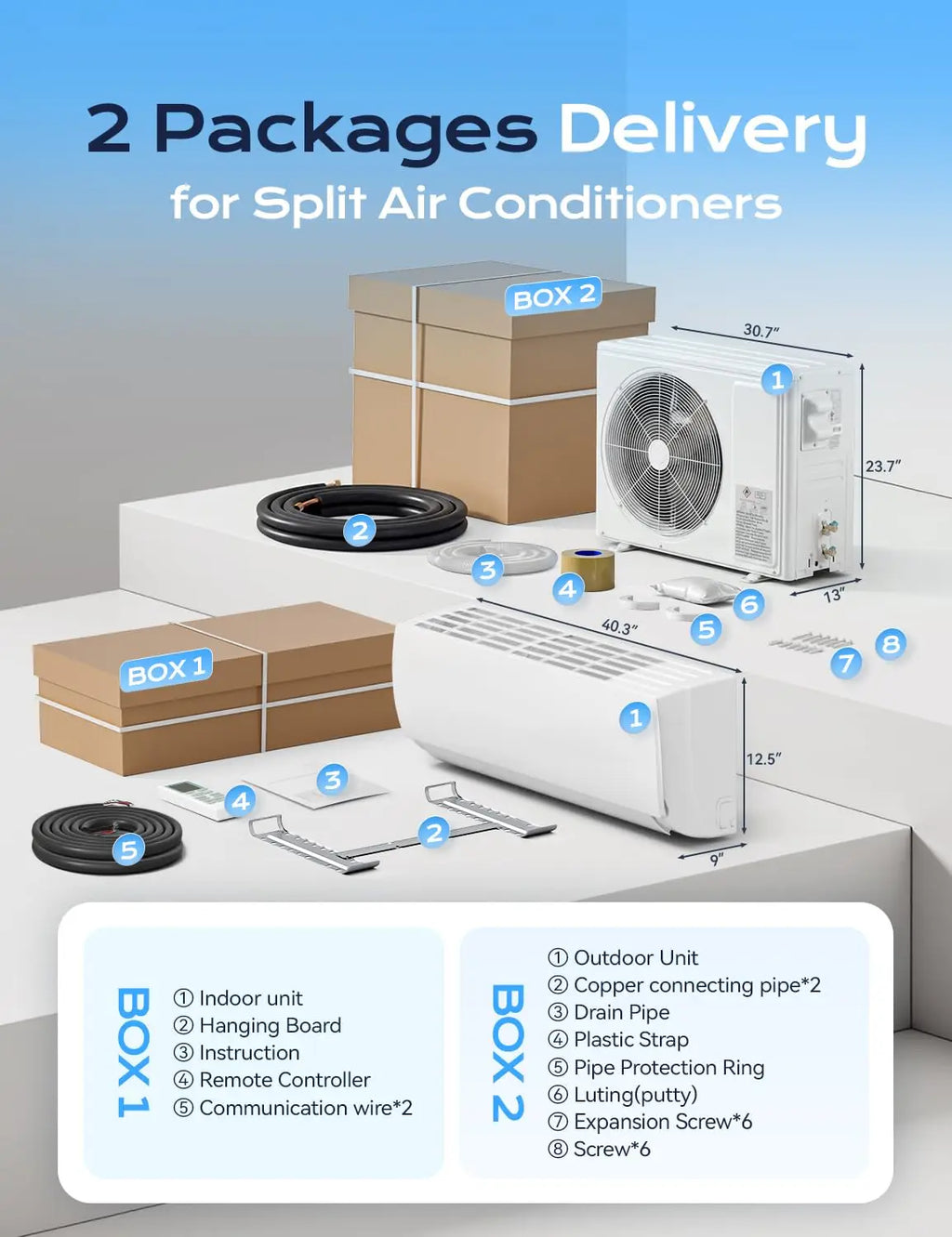 18000 BTU Mini Split Air Conditioner & Heat Pump 19 SEER2 230V Energy Efficient 1250 Sq.Ft Installation Kit, Custom