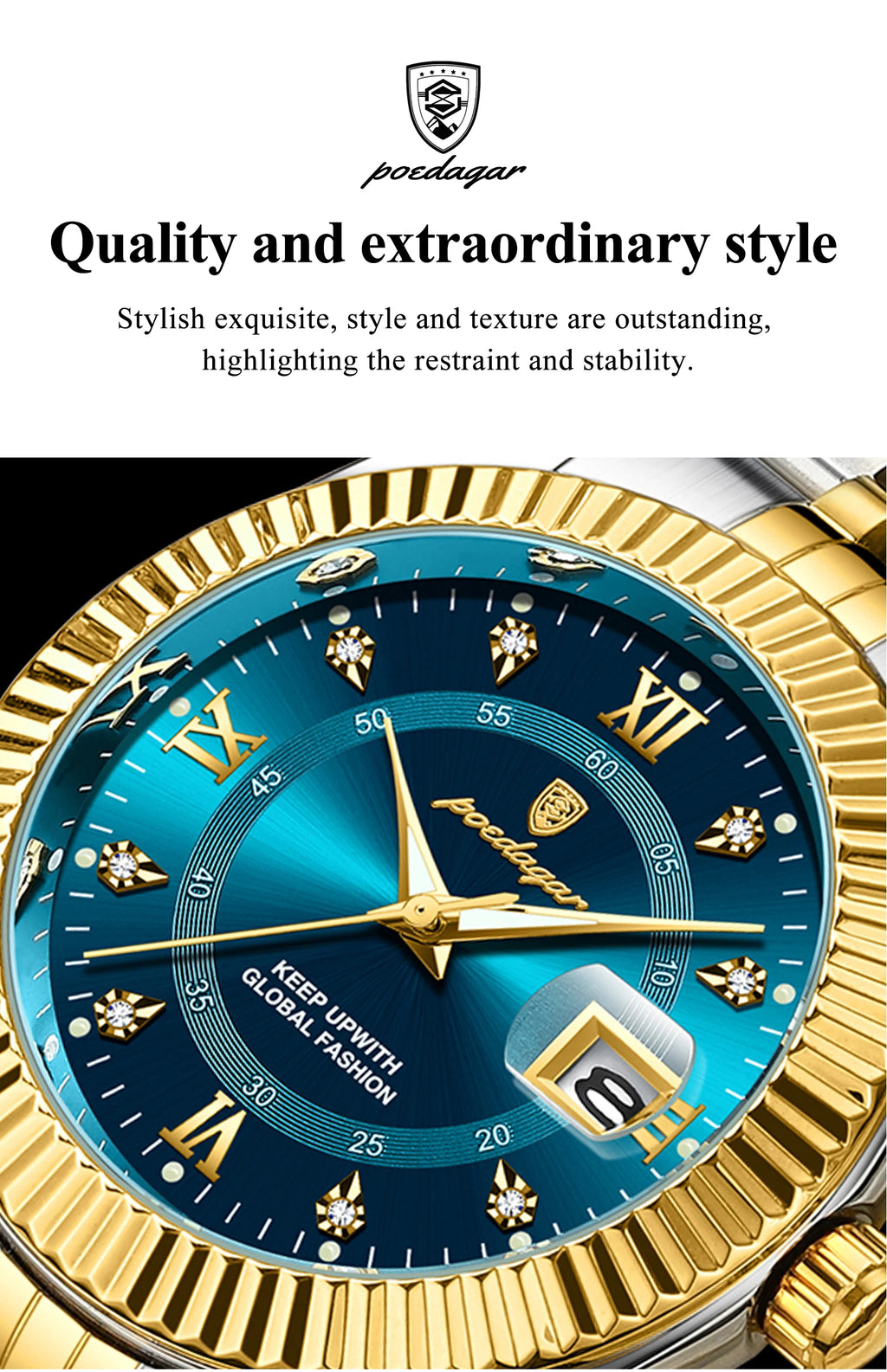 POEDAGAR Luxury Brand Man Wristwatch Waterproof Luminous Date Men Watch Stainless Steel High Quality Sports Men's Quartz Watches