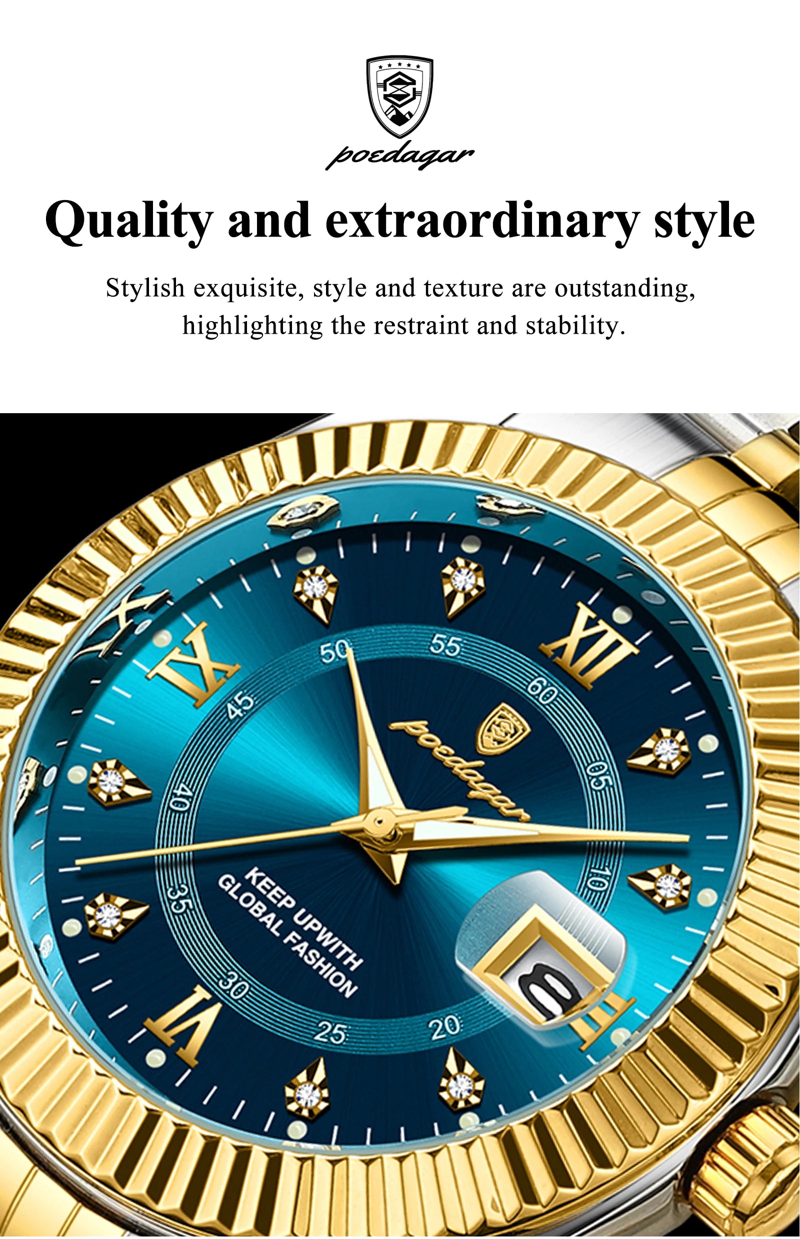 POEDAGAR Luxury Brand Man Wristwatch Waterproof Luminous Date Men Watch Stainless Steel High Quality Sports Men's Quartz Watches