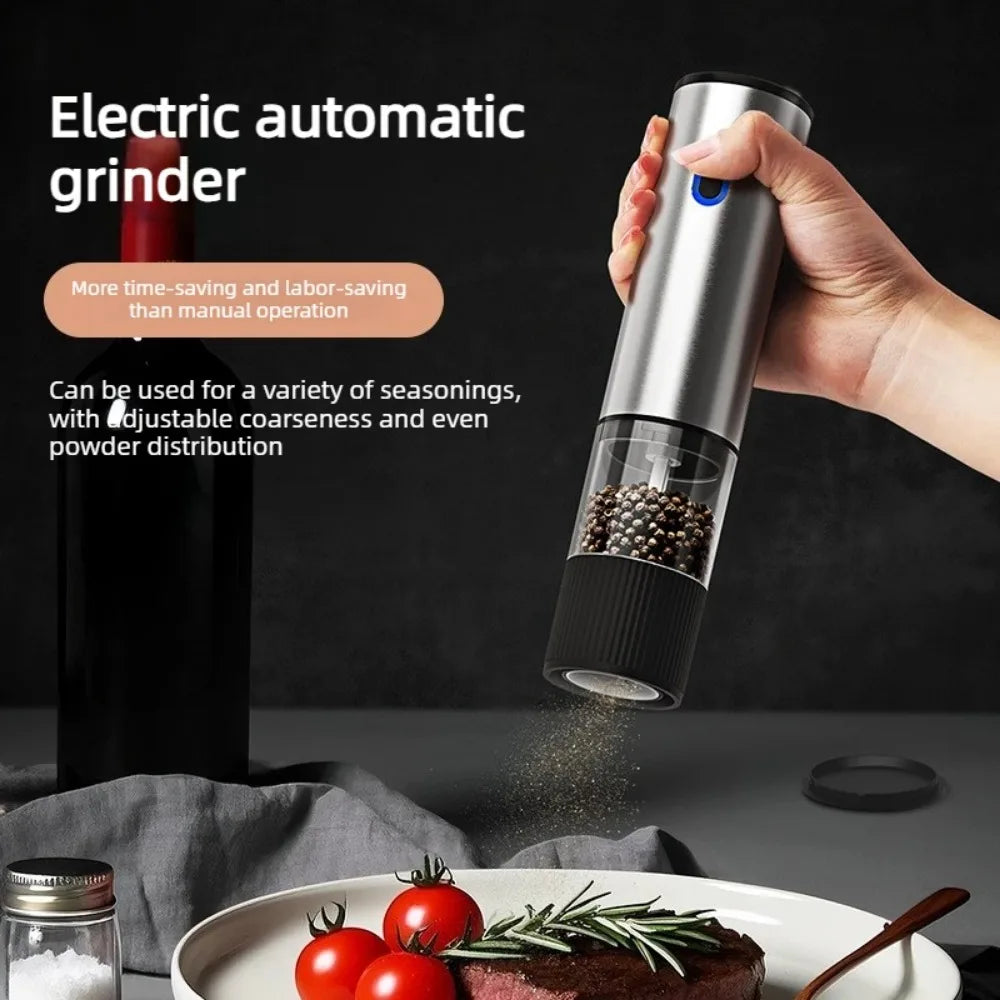 Rechargeable Automatic Salt Pepper Grinder Set Electric Grinding Mill with External Coarseness Adjustment Home Kitchen Gadgets