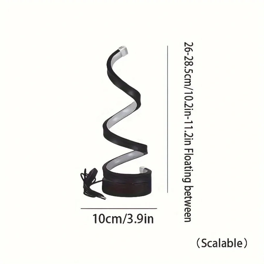Modern LED Table Light with USB - Adjustable Brightness, Warm White Light, Spiral Design, Suitable for Bedroom, Living Room, Off
