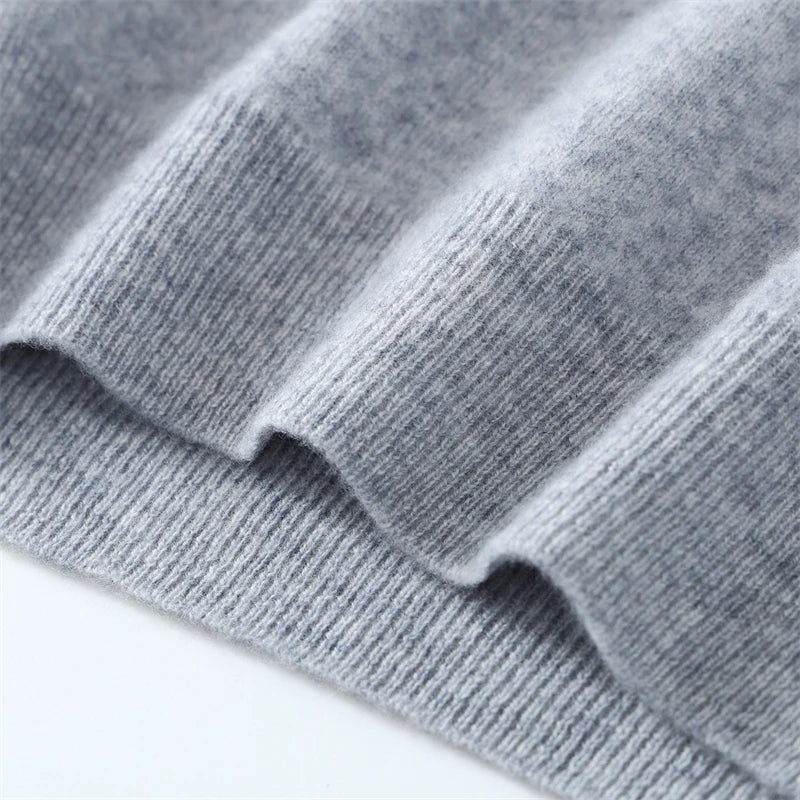 Autumn/Winter Men's 100% Pure Cashmere Pullover Business Casual Solid Knitted Sweater Loose Half High Neck Tops Thick Jumper