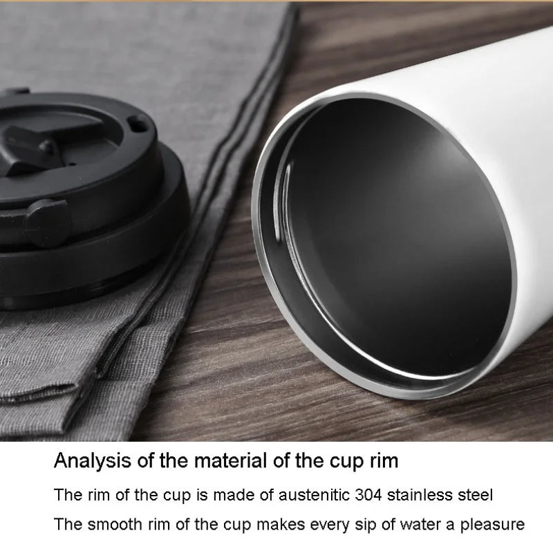 New American Simple Coffee Cup Portable Office Large-capacity Double-layer Vacuum Thermos Cup with Rope Seamless Lined Mug