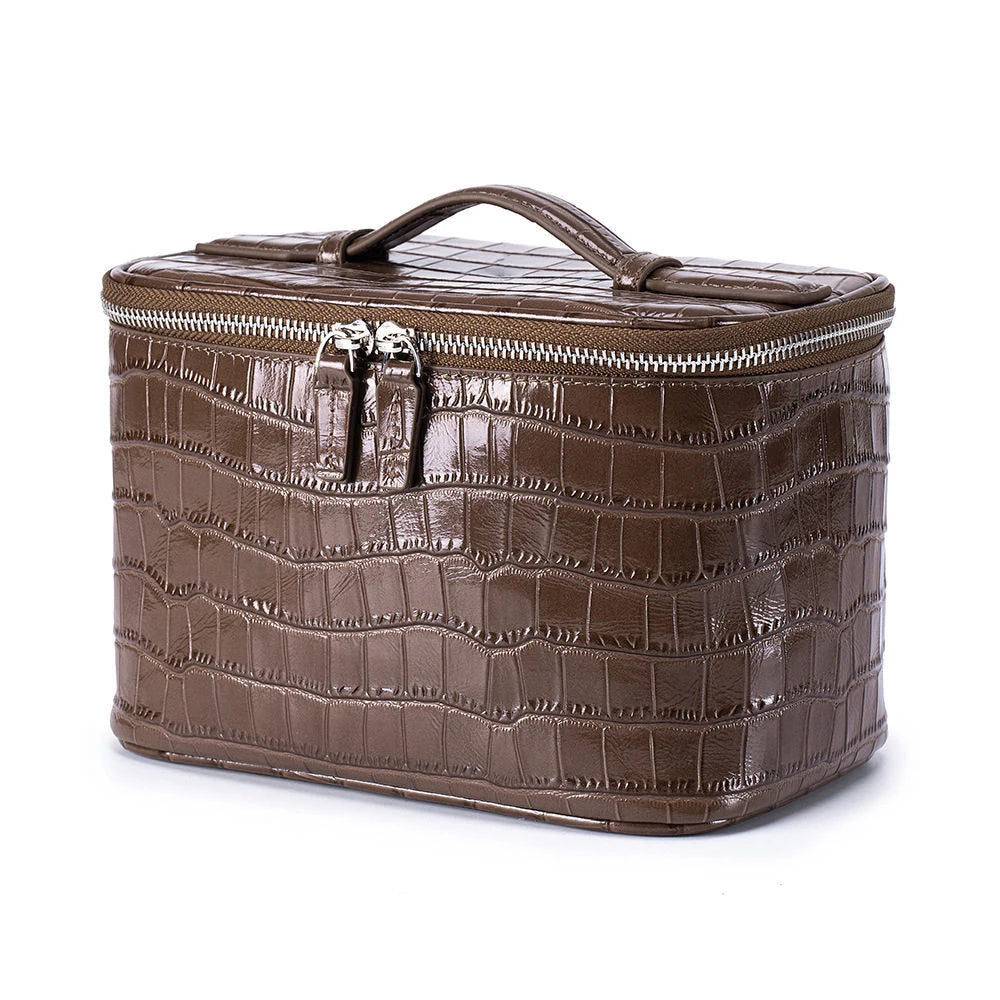 Customized Name 'Crocodile Pattern' Leather Portable Large-Capacity Multi-Zone Storage Makeup Bag Storage Bag