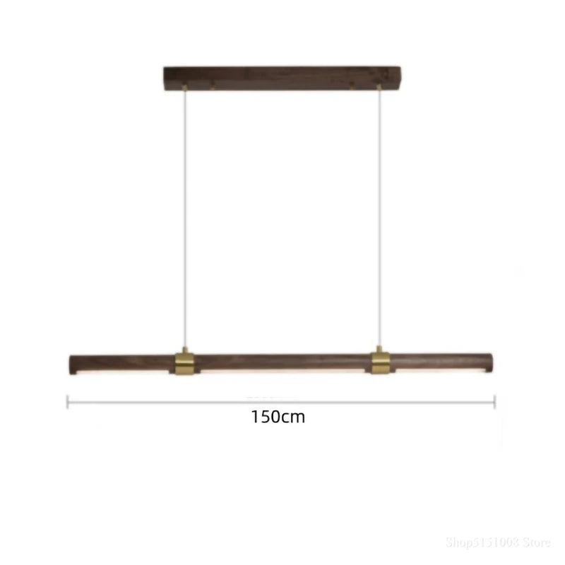 Modern LED Pendant Light ong strip restaurant chandelier dining room lamp minimalist office Lustre Walnut Home decor Lighting