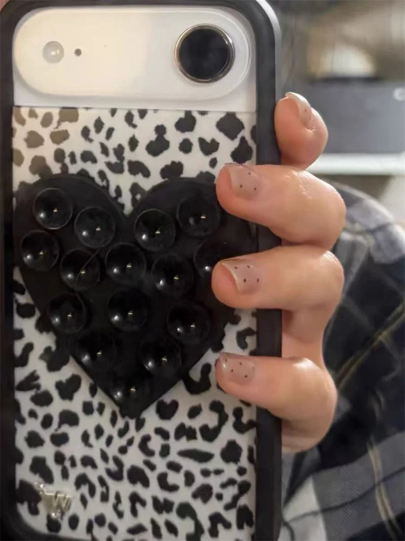 Wildflower Love sucker sucking disc strawberry Phone Case for iPhone 17 16 15 14 13 12 Pro Max Star suction cup Stickers Cover