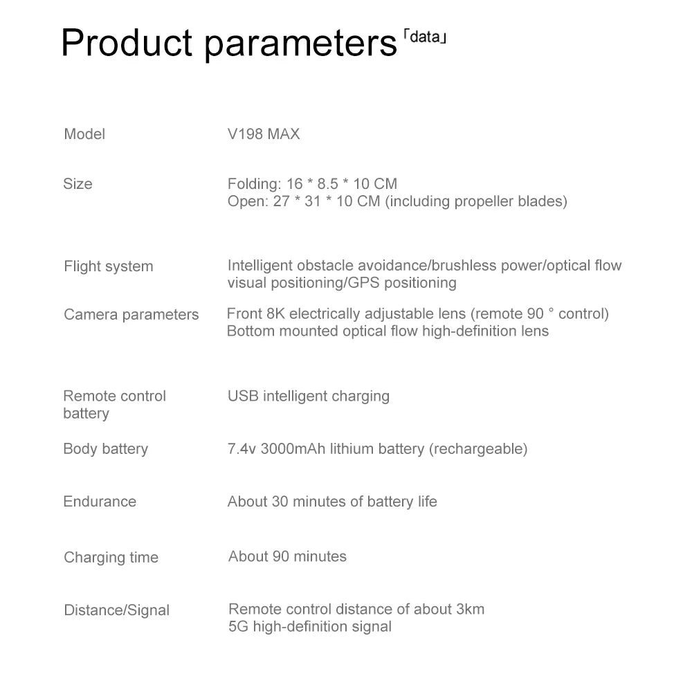 Original V198MAX Drone 8K Profesional FPV Brushless Laser obstacle avoidance Aerial Optical Foldable Quadcopter Mini 4K Dron