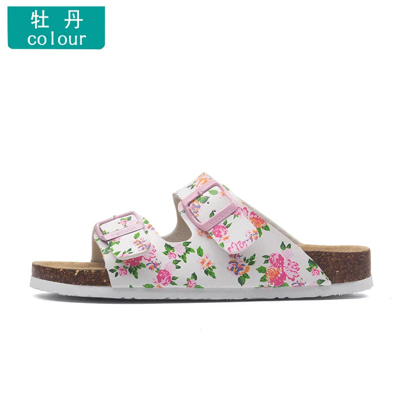 Slippers Women Buckle Flat Bottom Cork Slippers Man Summer Unisex Beach Button Outdoor Casual Sandals Designer Ladies Shoes