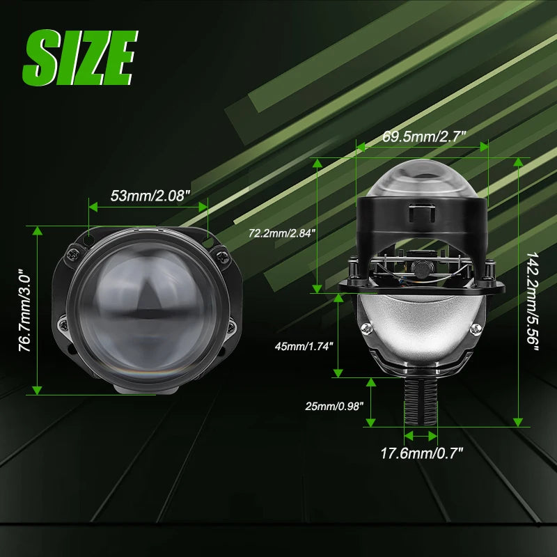 2.5 Inch 80mm LED Halo Angel Eyes Projector Lens High Low Beam Bi LED Lights for H4 H7 9005 HB3 9006 HB4 Car Headlights Retrofit